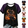Women's Casual Halloween Striped Print Short Sleeve T-Shirt