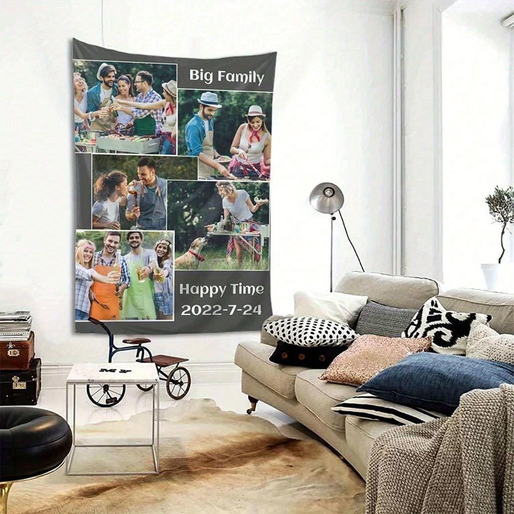 Tapestry1pc Custom Vertical Personalized Flag Tapestry  Durable Polyester Photo & Text Banner for Birthdays, Wedding