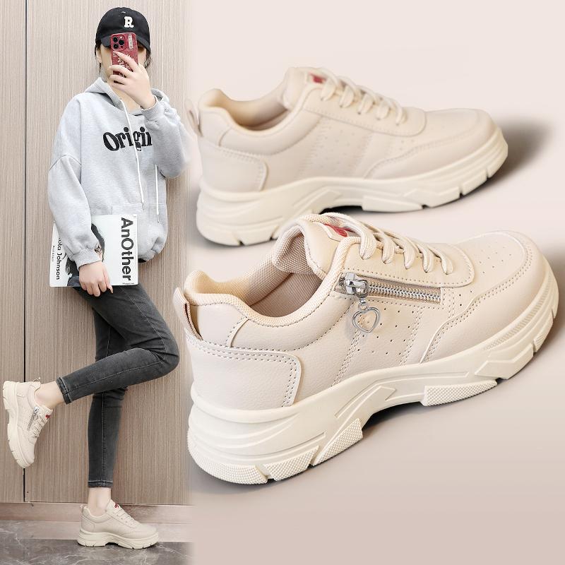 

W2581 White Shoes: 2024 Breathable, Versatile, High Thick Sole, Wear-Resistant, Solid Color Student Style for Autumn/Winter. 42 белый
