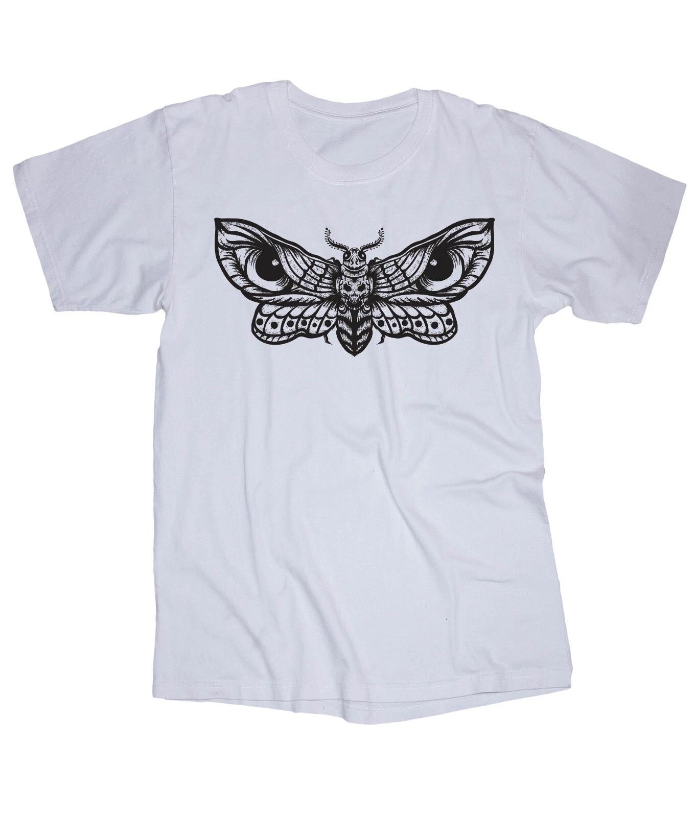 

Moth Eyes Skull like Pushead Art Graphic wings Music white T-shirt XL