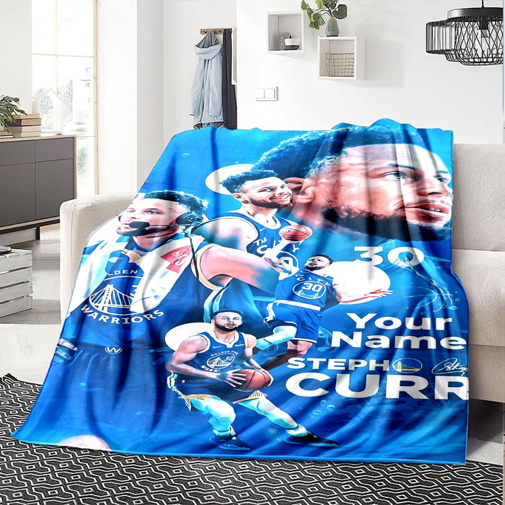 Golden State Warriors Curry Personalized Name Blanket Multi-purpose Personalized Blanket Comfortable Throw For Living Room Office Chair Office Picnics