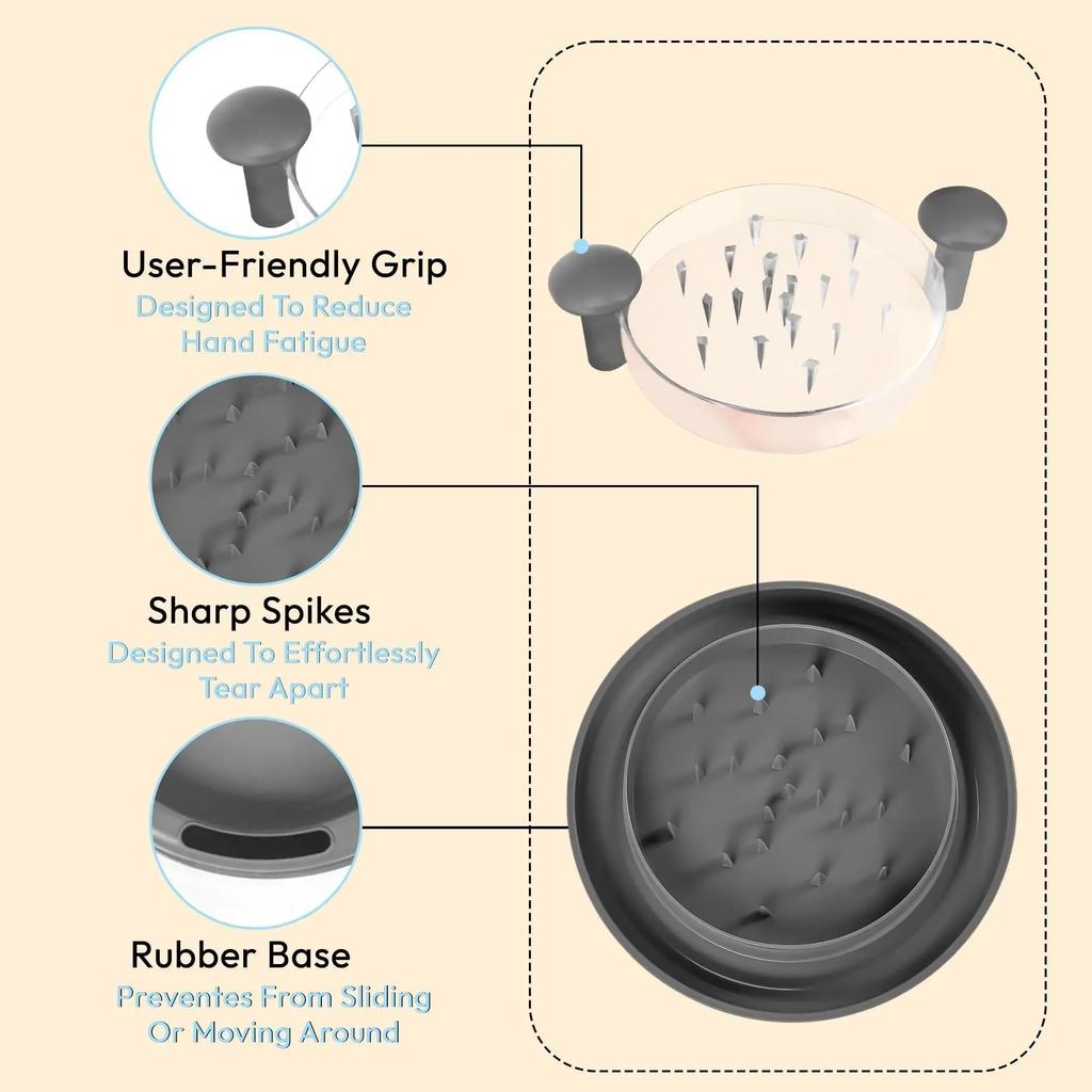 Tritacarne per Pollo Migliorato con Coperchio Trasparente: Grande utensile rotante antiscivolo per tritare pollo, manzo, cavolo, verdure