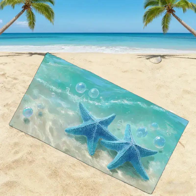 1pc Ocean Plastic Art Creation Theme Beach Towel, Ocean Festival Beach Towel, Soft, Absorbent,Collective Unconscious Ocean
