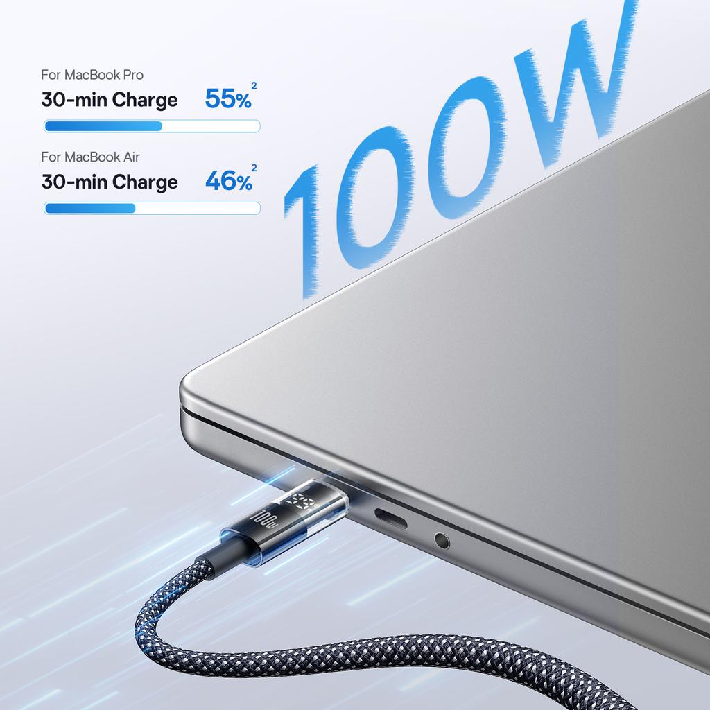 BASEUS Dispaly II 1m Charger Cable Fast Charging 100W Type-C to Type-C Data Cord