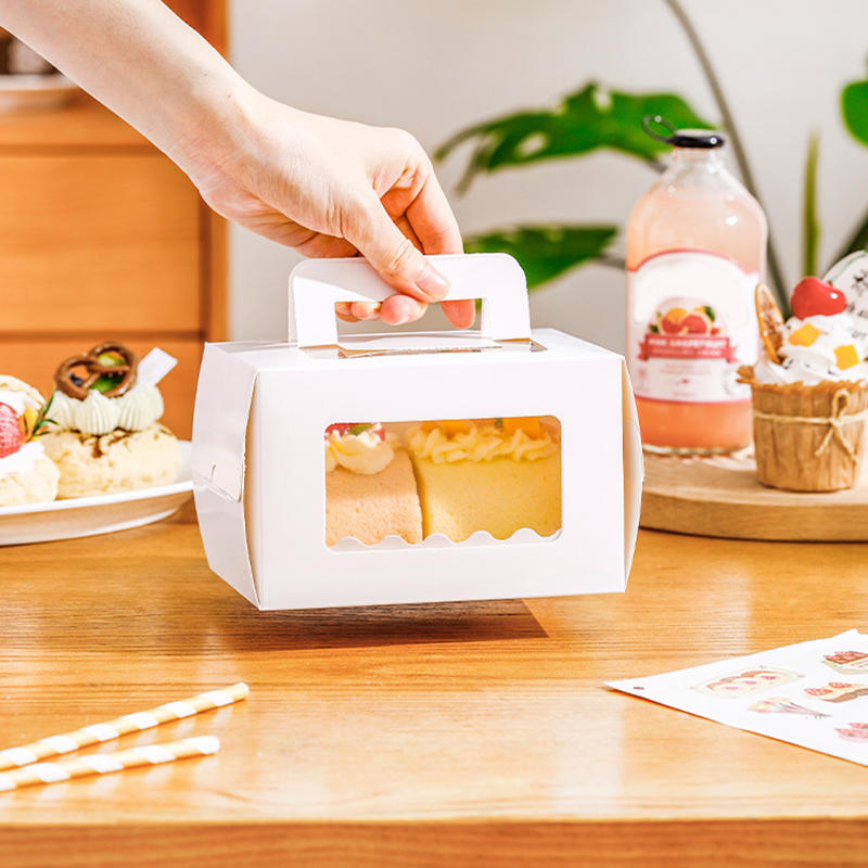 10pcs Cake Packing Boxes With Window Portable Cake Box Swiss Roll Mousse Dessert Gift Box Wedding Favors Xmas Party Decoration