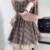 Women's Summer College Style Slimming Dress - Square Neck, High-Waisted, Small Fresh, Sweet Short Skirt