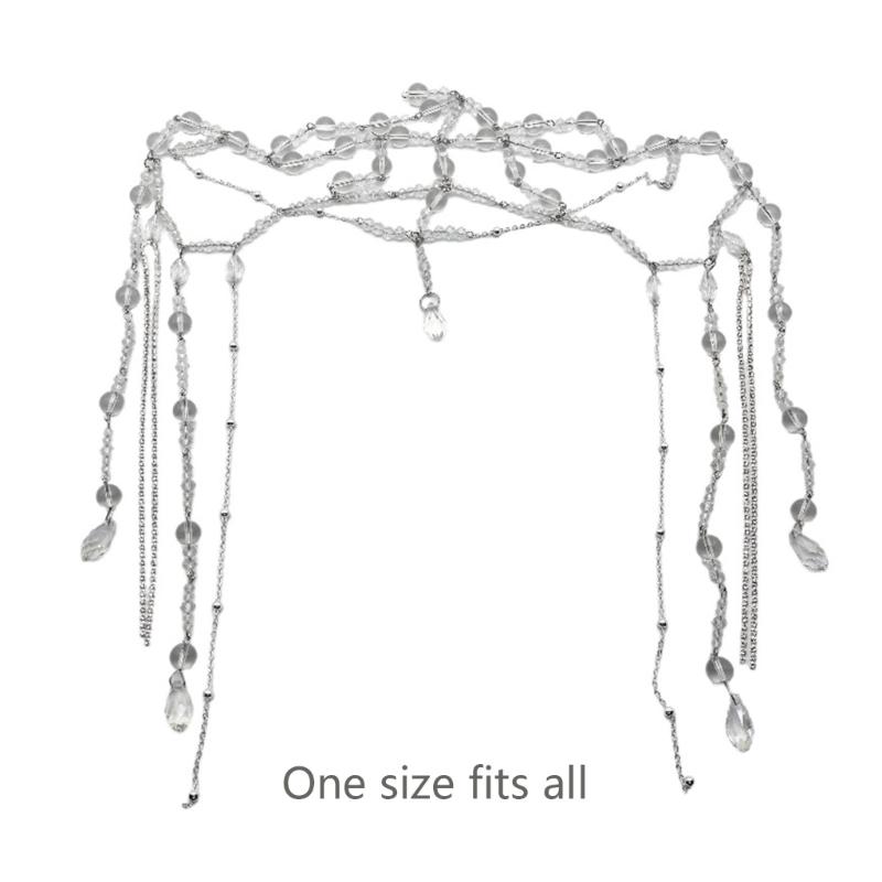 Long Tassel Water Drop Crystal Women Head Chains Clear Bead Forehead Headbands Wedding Party Fairy Ornaments Hairband