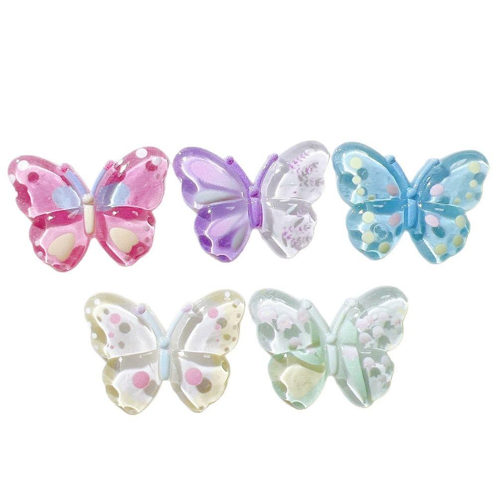 10Pcs Kawaii Butterfly Acrylic Patch Handmade Clothing Jewelry Decor DIY Hairpin Patches Stationery
