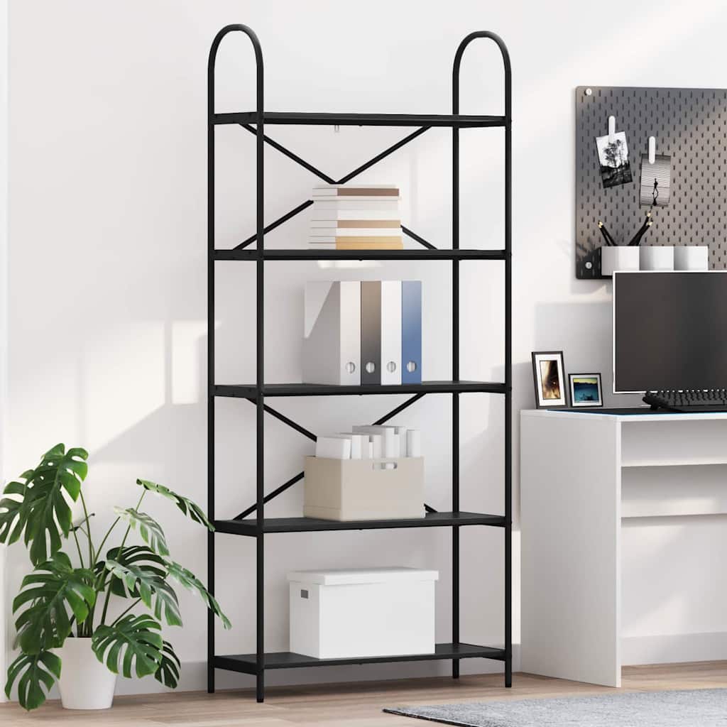 Bookshelf Black Oak Look 80 x 30 x 183 cm Engineered Wood