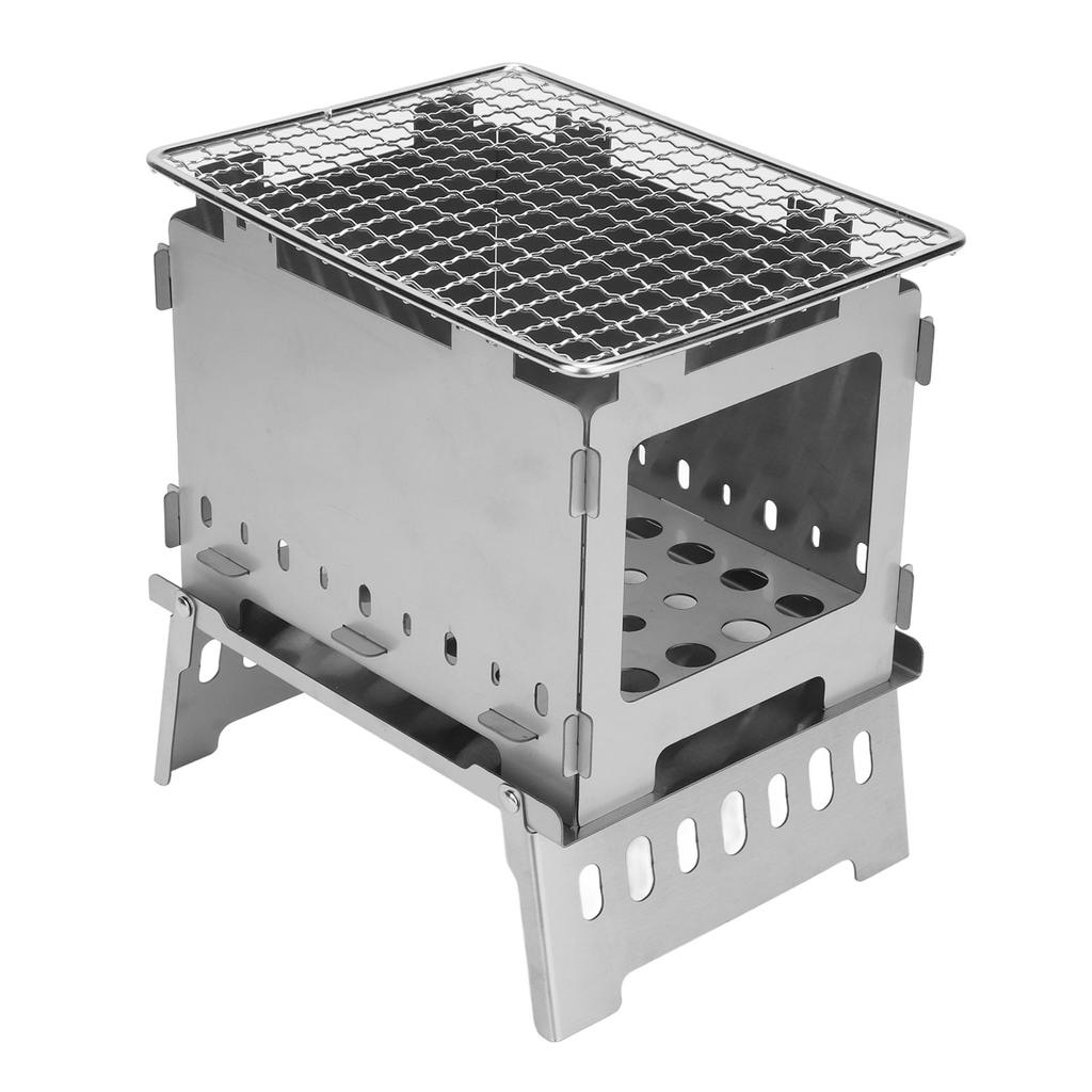 Faltbarer Tragbarer Rucksackkocher Edelstahl Winddichter Holzkocher für Outdoor Jagd Wandern Camping