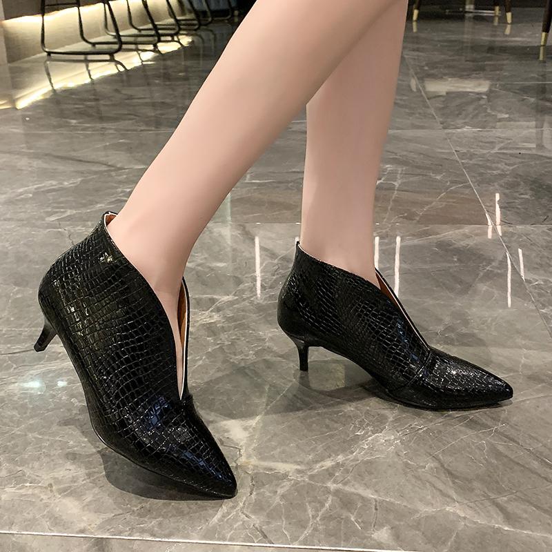 Fashion Women Boots 2024 New Women for Shoes Casual Pumps Short Boots Sexy High Heels Pointed V-mouths Ladies Dress Breathable Shoes