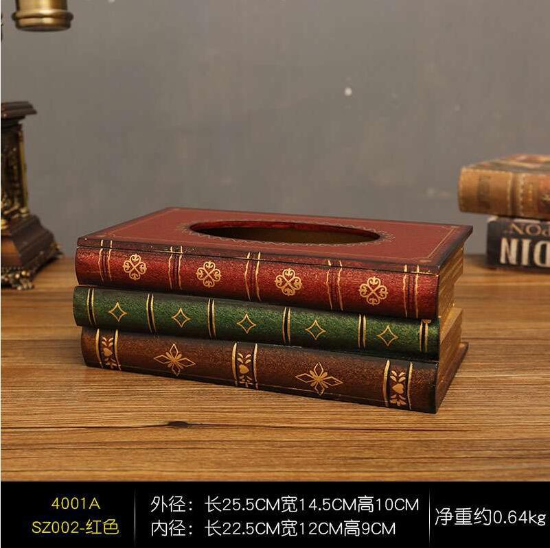Buchförmige Vintage Taschentuchboxabdeckung Künstlerischer Retro Taschentuchboxhalter Kreative Taschentuchaufbewahrungsbox für Schlafzimmer Badezimmer