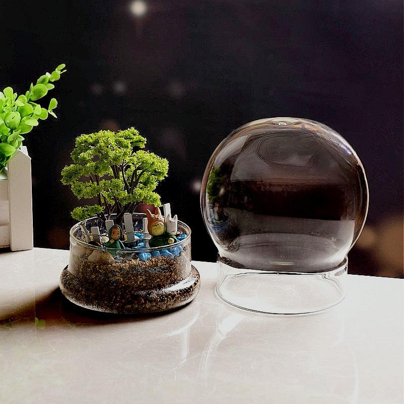 Split type Spherical Micro Landscape Vase Containers Desktop Glass Vase Green Moss Bansai Landscape Glass Terrarium Home Decor