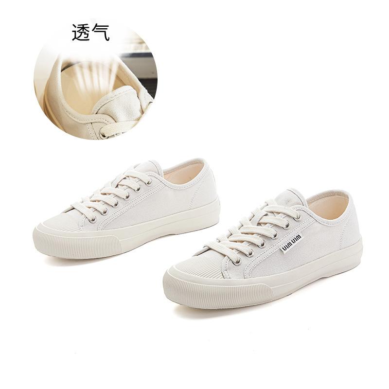 Wula grass pigskin pad canvas shoes women's 2025 autumn new flat-bottomed casual women's single shoes versatile little white shoes women
