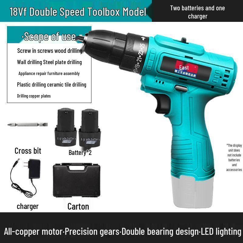 Model Electric Rechargeable Hand Drill: Multifunctional Lithium Battery Impact Screwdriver.