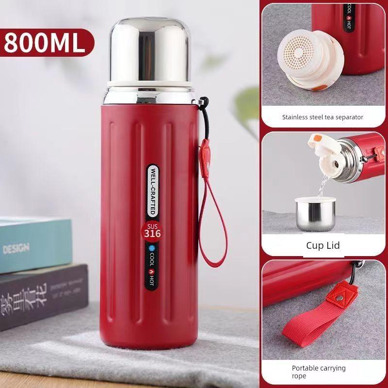 316 Stainless Steel Car-Mounted Large-Capacity Insulated Cup, New Tea-Water Separation Tea Brewing Cup, High-Value Pop-Up Lid Cup