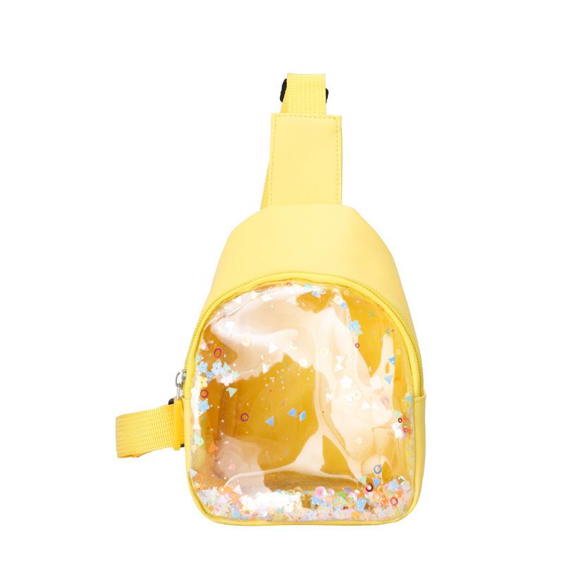 Baby Girls Cute Colorful Transparent Sequin Waist Bag Lovely Children's Zipper Crossbody Bag Adjustable Straps Shoulder Bags