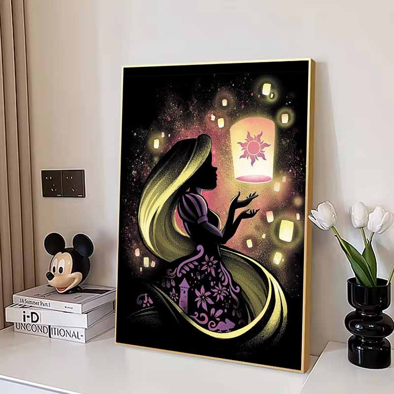 Disney Diamond Painting Rapunzel Silhouette Illustration DIY Kit for Adults Home Decor and Gifts