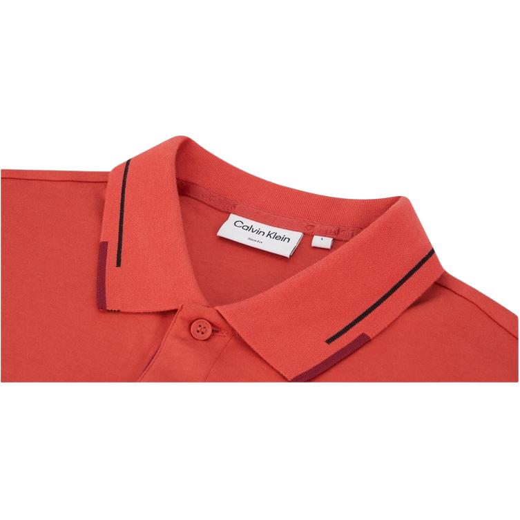 Calvin Klein Business Casual Commuter Simple Logo Cotton Trim Short Sleeve Polo Shirt Men tops K112477
