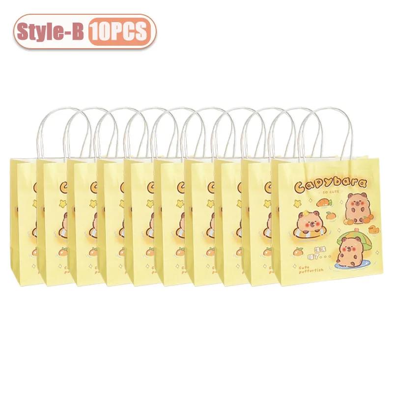 10-60PCS Cartoon Capibala Gift Bag Creative Dolphin Packaging Cute Paper Bags Birthday Shopping Handheld Gift Bag