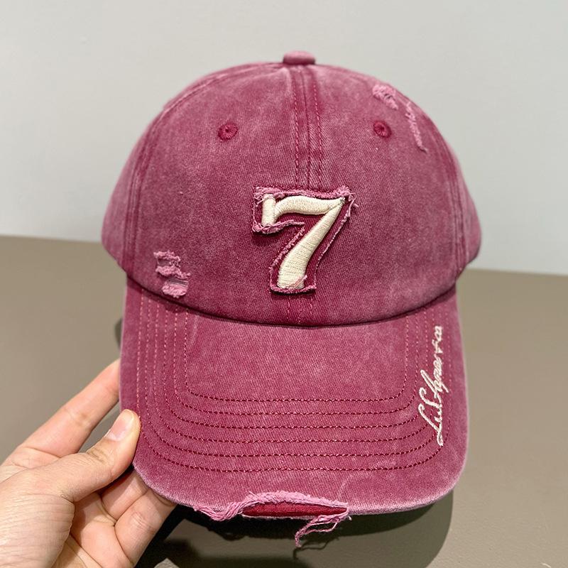 Meimeier Washed distressed hole soft top baseball cap for men and women american streetembroiderletter peaked cap