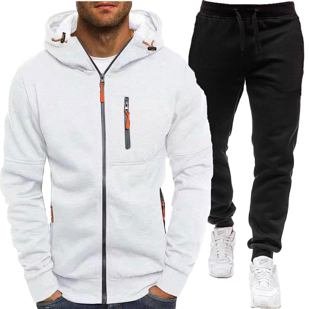 And New Sportswear Jacket Long Sleeve Pants Hooded Casual Zipper Cardigan Men's Set