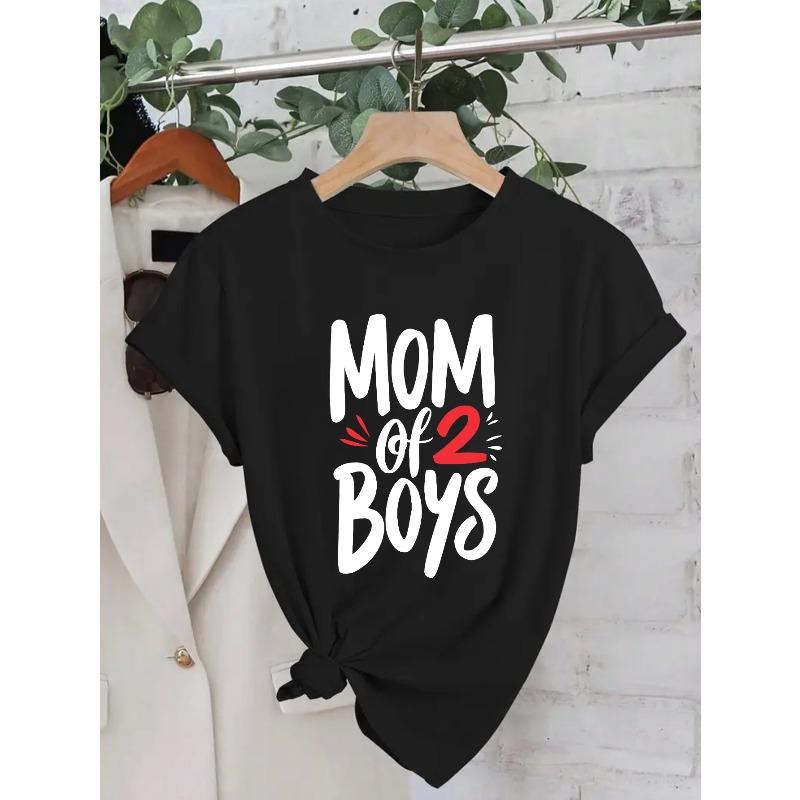 European Sizes Mother'S Day Mom Gradient Pattern Printed Casual Round Neck Short Sleeve Stylish Sports T-Shirt for Women Comfortable Top