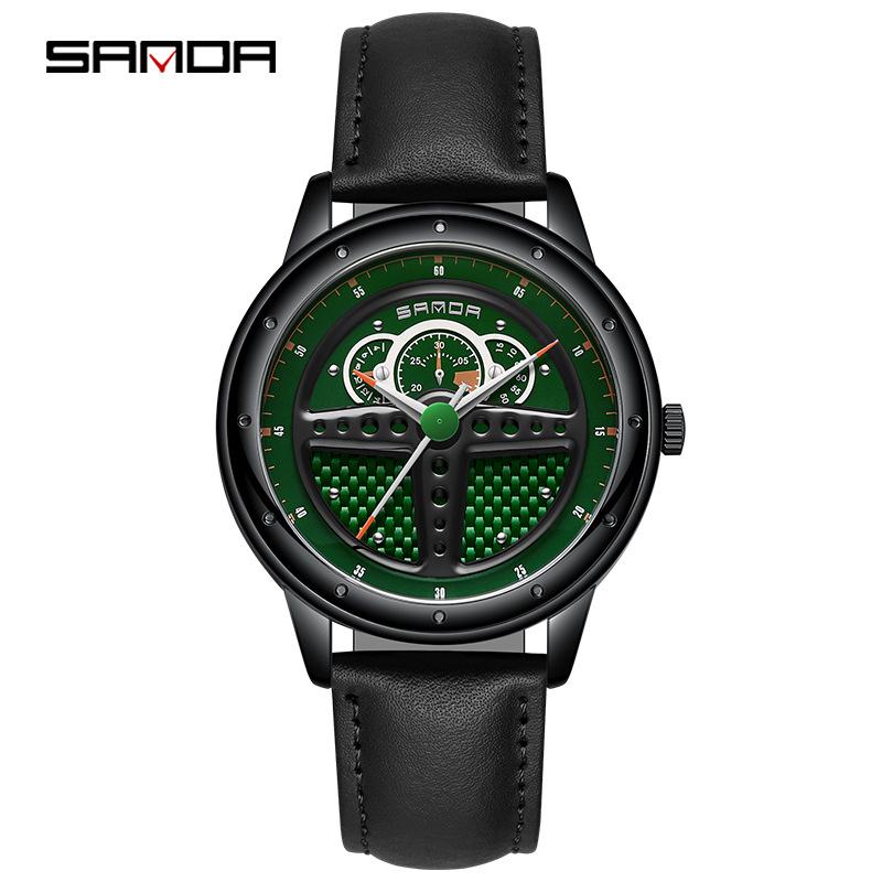 SANDA Men s Waterproof Quartz Steering Wheel Wristwatch