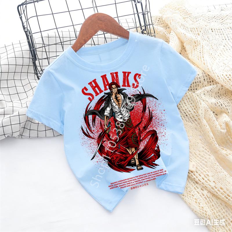 2026 Summer Anime Monkey D Printed Tshirt Kids boys Clothing Fashion Casual Street Tshirt Y2k