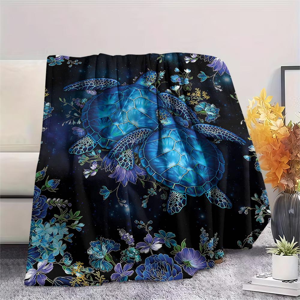 1Pc Turtles Octopuses Print Flannel Blanket, High quality Comfortable for All Seasons, Home Decor, Warmth and Comfort, Perfect for Gifts