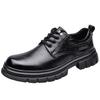 Autumn new hand-scratched men's shoes cowhide big head low-top Martin shoes platform business leather shoes