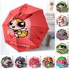 1 Stück The Powerpuff Girls Muster Regenschirm Tragbarer Faltregenschirm Eisenrahmen Lochknochenstruktur Outdoor Heimregenschirm