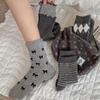 Socks Gray Boneless Wool Thickened Bow Warm Pile Socks Korean Socks Medium Tube Socks