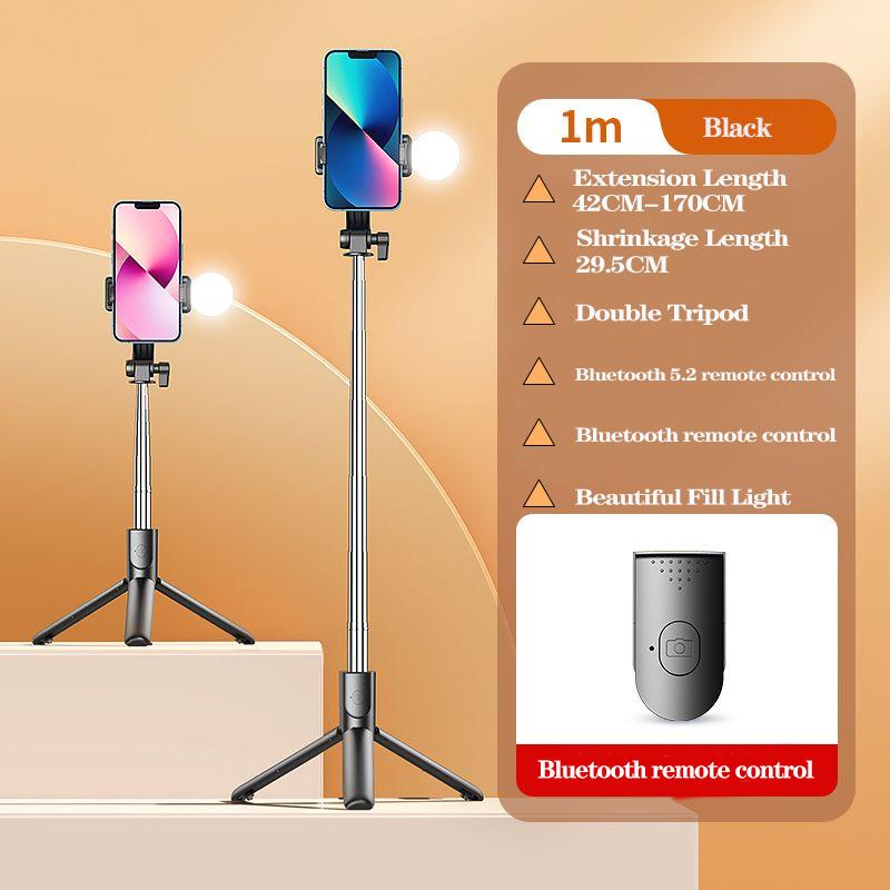 Wireless Selfie Stick Tripod Stand Bluetooth Remote With Fill Light for iPhone Mobile Phone Vlog Tiktk Live Streaming