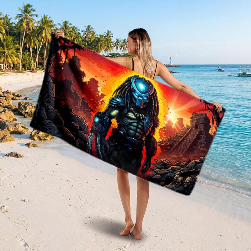 Large Beach TowelPredator Soft Absorbent Towel Beach Bath Home Use