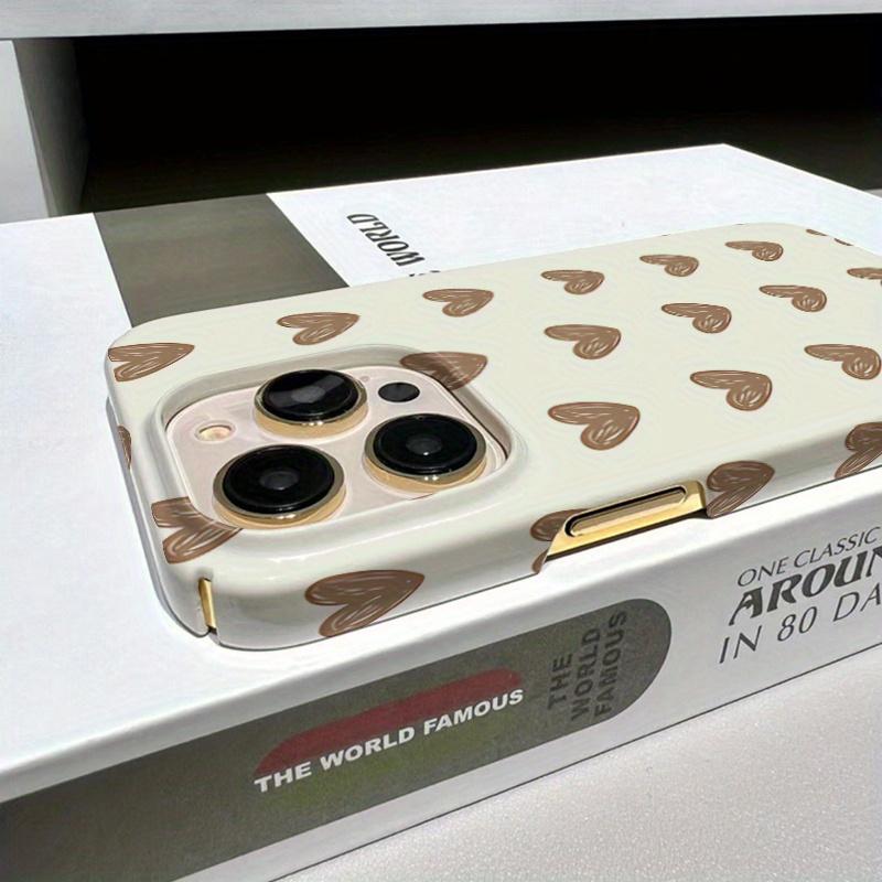 Khaki Colored Heart-shaped Large Hole Phone Case Suitable for iPhone 17 16 15 14 13 12 11 Pro/Max/Plus Anti Drop and Shockproof