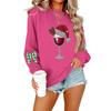 Damen Lässiges Mode-Oberteil mit Weihnachtsdruck am Hals, Feiertagsshirt