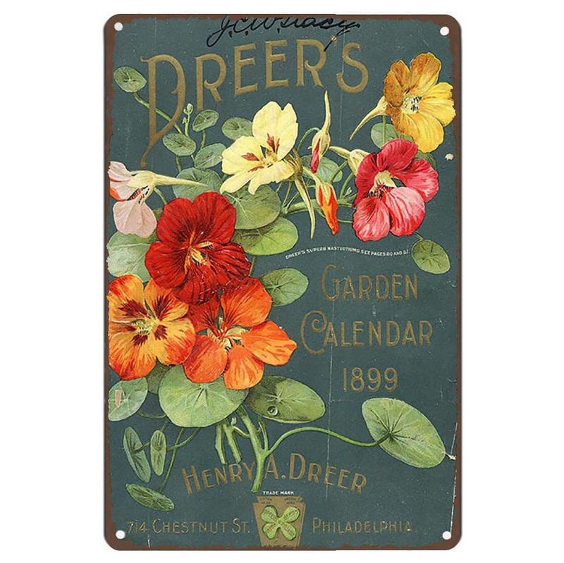 Metal Tin Sign Garden Beautiful Flowers Vintage Tin Sign Flower Lavender Metal Wall Panel Retro Art Decoration for Home Cafe Bar