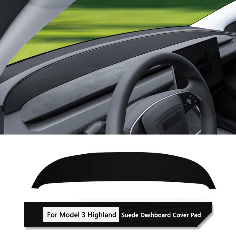 Anti-UV Dashboard Cover For Tesla Model Y Juniper / 3 Highland Suede Center Console Dash Sunshield Pad Non-slip Car Accessories