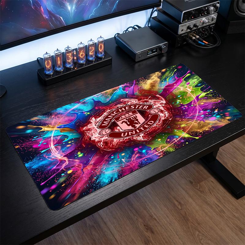 Tappetino Mouse Grande Stampato Manchester United, Tappetino da Scrivania Morbido in Gomma Antiscivolo per Gaming, Decorazione per Ufficio, Laptop, Computer