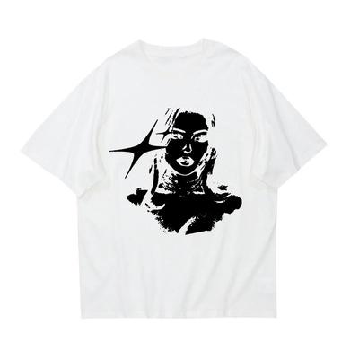 Women's Harajuku Hip Hop Pattern Printed Punk Y2K Cotton T-shirt Grunge Gothic Street Top Hip Hop Loose Short Sleeve T-shirt