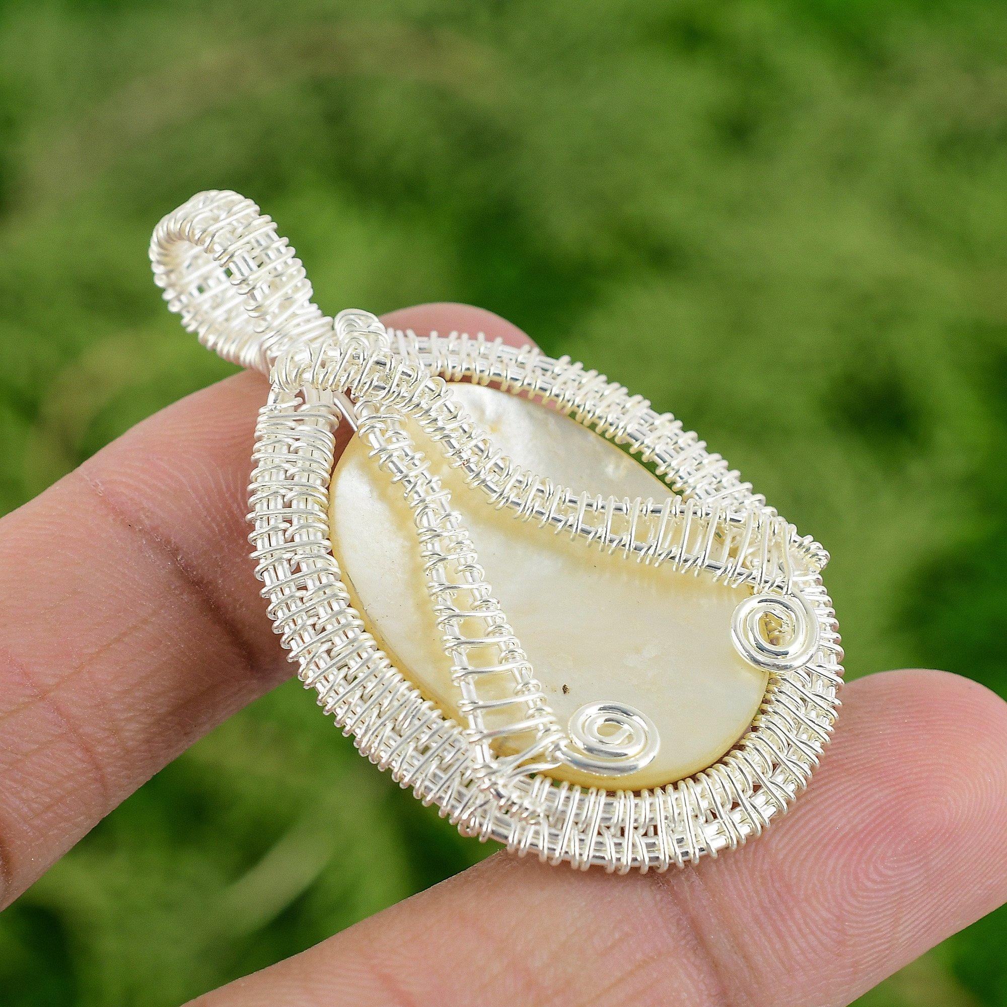 

Распродажа ко Дню дочерей Серебро 925 пробы Перламутр Драгоценный камень Новый кулон с оплеткой из проволоки