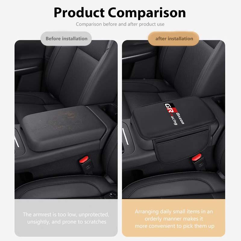 For Toyota Leather Car Armrest Box Cushion Side Storage Pocket Protector Cover GR Sport Crown RAV4 Yaris Land Cruiser Corolla