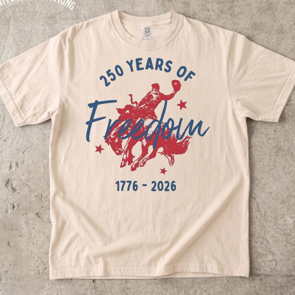 Vintage Americana Freedom 250 Comfort Colors Shirt Retro Western Cowboy Rodeo Coastal Cowgirl Tee