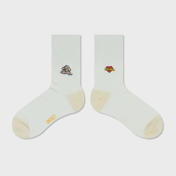 Snoozy Logo Embroidered Socks (White Beige)