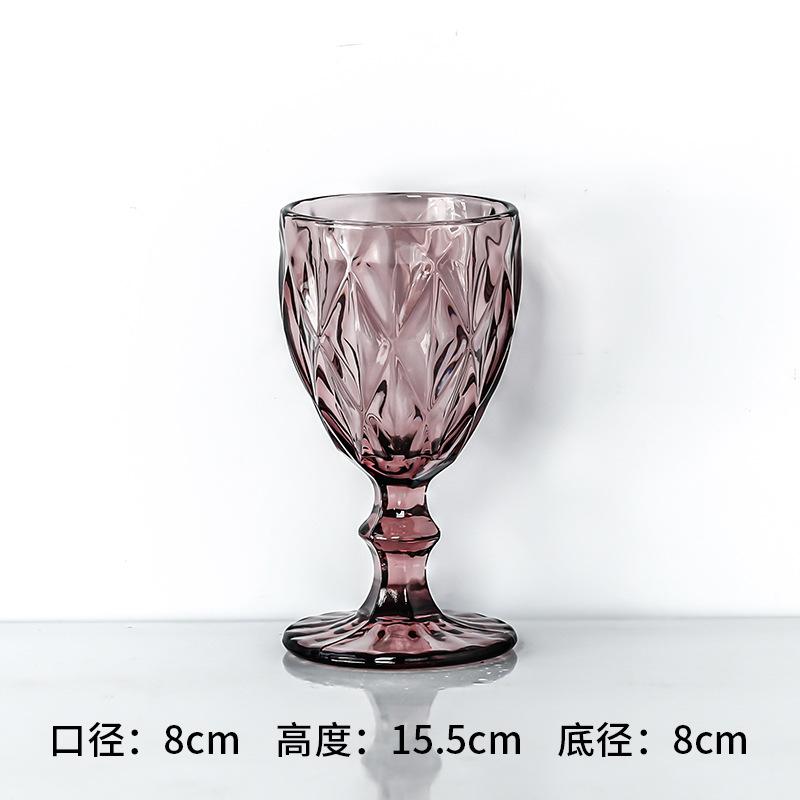 Vintage Colored Goblet, Wine and Water Glass, Machine Pressed, Clear, Blue, Pink, Grey, 1 Piece, 250ml