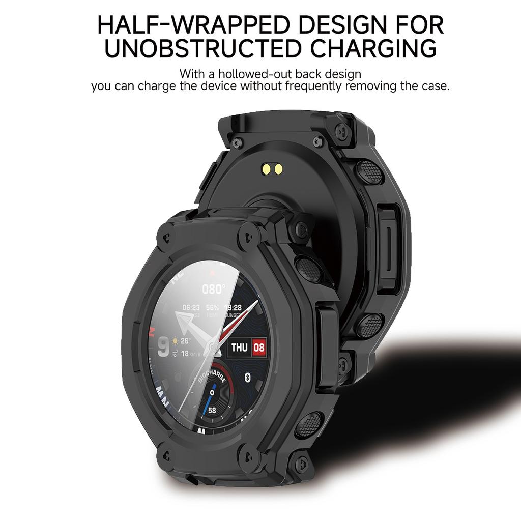 PC Case+Tempered Galss For Amazfit T-rex3 Pro SmartWatch Strap Cover bumper for  Huami Trex3Pro 48mm Screen Protector Shell