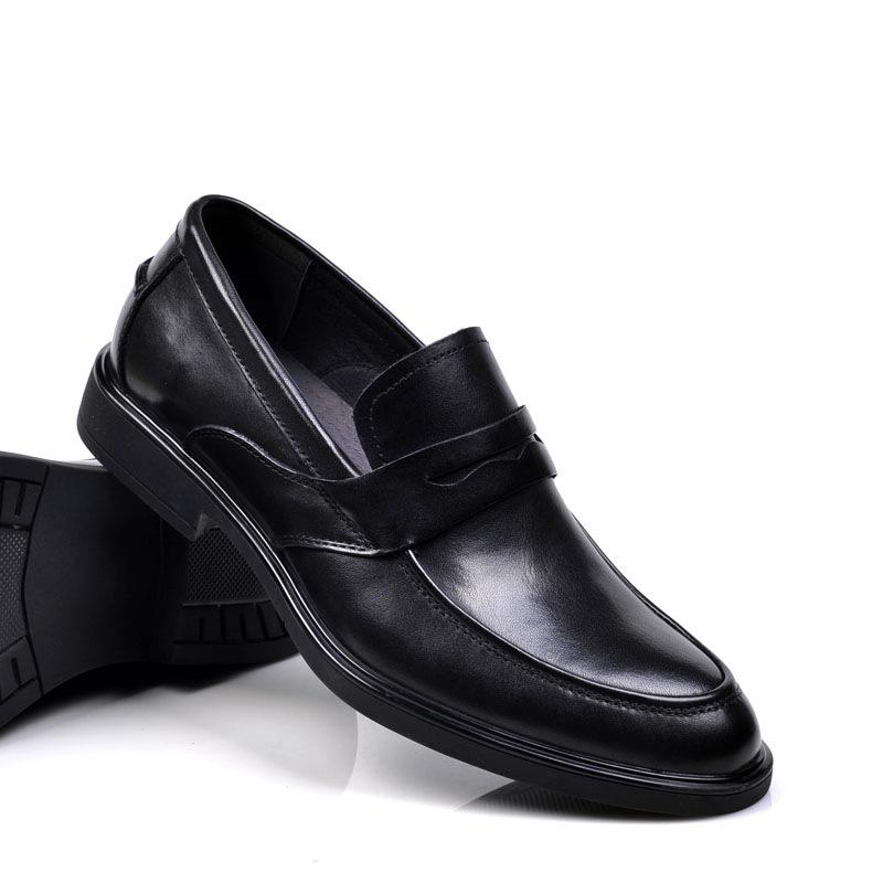 Men s Spring Autumn Business Formal Genuine Leather Loafers – Soft Sole Cowhide Casual Shoes Size 41 чёрный