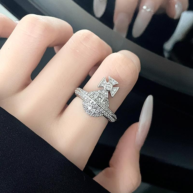 Star Set Diamond Zir*****Pen Ring Texture Irregular Lava Fashion Personality Retro Niche Design High Sense