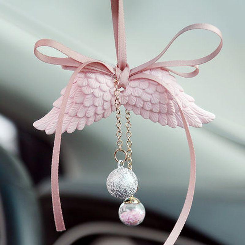 

Wings Car Hanging Automobile Hanging Ornament Ins Fragrant Stone Pendant Car Interior Hanging Accessories Decorative Ornaments Female Auto Perfume Pink Single Sided Wings